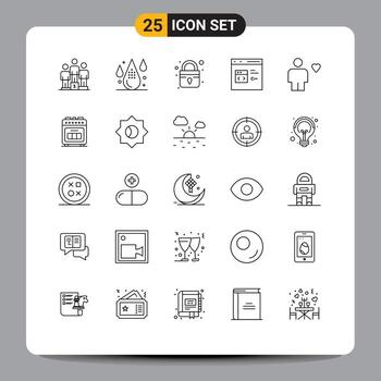usuario interfaz paquete de 25 básico líneas de avatar desarrollar soltar codificación C editable vector diseño elementos