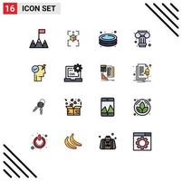 Set of 16 Modern UI Icons Symbols Signs for code power park mind greek Editable Creative Vector Design Elements