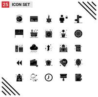 User Interface Pack of 25 Basic Solid Glyphs of padlock body payments avatar tube Editable Vector Design Elements