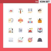 Set of 16 Modern UI Icons Symbols Signs for head charactore share personality girl Editable Pack of Creative Vector Design Elements