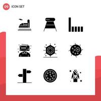 User Interface Pack of 9 Basic Solid Glyphs of animal holidays phone halloween broadcasting Editable Vector Design Elements