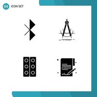 4 User Interface Solid Glyph Pack of modern Signs and Symbols of bluetooth lab precision compass tray Editable Vector Design Elements