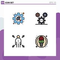 User Interface Pack of 4 Basic Filledline Flat Colors of gear business settings development opportunity Editable Vector Design Elements