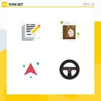 Set of 4 Modern UI Icons Symbols Signs for poetry arrows write egg direction Editable Vector Design Elements