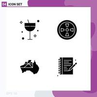 Pictogram Set of 4 Simple Solid Glyphs of alcohol country summer wind hobbies Editable Vector Design Elements