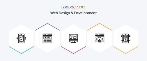 Web Design And Development 25 Line icon pack including . webpage . computer . web . vector