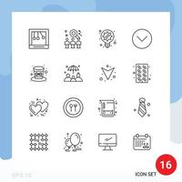 16 Universal Outline Signs Symbols of festival multimedia generation media player down Editable Vector Design Elements