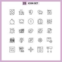 Universal Icon Symbols Group of 25 Modern Lines of service hot pedestrian tea mind Editable Vector Design Elements