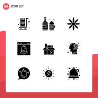 Pictogram Set of 9 Simple Solid Glyphs of digital content decoration page browser Editable Vector Design Elements