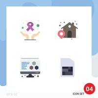 Group of 4 Modern Flat Icons Set for care mobile sim world day location sim card Editable Vector Design Elements