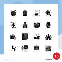 16 User Interface Solid Glyph Pack of modern Signs and Symbols of airport find carriage research back Editable Vector Design Elements