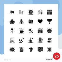 Universal Icon Symbols Group of 25 Modern Solid Glyphs of files storage snowball data scroll Editable Vector Design Elements