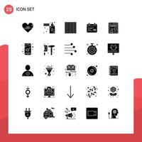 Pack of 25 Modern Solid Glyphs Signs and Symbols for Web Print Media such as online day zippo date canada Editable Vector Design Elements