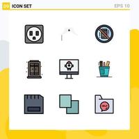 Set of 9 Modern UI Icons Symbols Signs for startup computer distractions window home Editable Vector Design Elements
