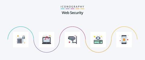 web seguridad plano 5 5 icono paquete incluso error. llave registrador circuito cerrado de televisión teclado. ojo vector