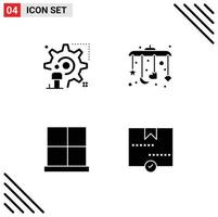 User Interface Pack of 4 Basic Solid Glyphs of setting door man mobile home Editable Vector Design Elements