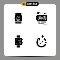 4 4 creativo íconos moderno señales y símbolos de huevo reloj fiesta vídeo flecha editable vector diseño elementos