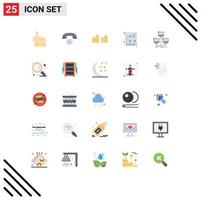 Editable Vector Line Pack of 25 Simple Flat Colors of network distributed coins database document Editable Vector Design Elements