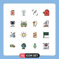 Set of 16 Modern UI Icons Symbols Signs for chair glove box food social Editable Creative Vector Design Elements