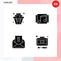 Mobile Interface Solid Glyph Set of Pictograms of cake email party music message envelope Editable Vector Design Elements