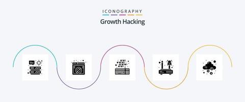 Hacking Glyph 5 Icon Pack Including cloud. network. coding. lost. error vector