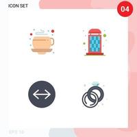 Set of 4 Vector Flat Icons on Grid for coffee swipe arrows booth call jewelry Editable Vector Design Elements