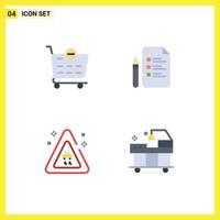 4 User Interface Flat Icon Pack of modern Signs and Symbols of checkout accidents file pencil hospital Editable Vector Design Elements