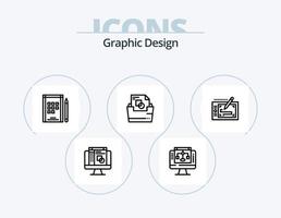 Graphic Design Line Icon Pack 5 Icon Design. lamp. layout. book. presentation. tablet vector