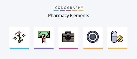 farmacia elementos línea lleno 5 5 icono paquete incluso médico . médico . médico . equipo. creativo íconos diseño vector