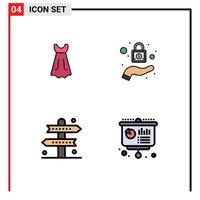 4 Creative Icons Modern Signs and Symbols of dress game lock activities business Editable Vector Design Elements