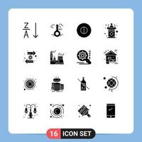 Solid Glyph Pack of 16 Universal Symbols of exchange coin beliefs speech rostrum Editable Vector Design Elements