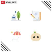 Modern Set of 4 Flat Icons Pictograph of adobe beanch american design bench Editable Vector Design Elements