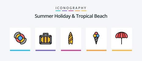 Beach Line Filled 5 Icon Pack Including binoculars. clothes. beach. bikini. bra. Creative Icons Design vector