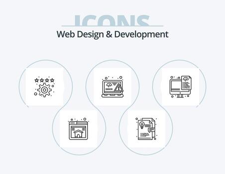 Web Design And Development Line Icon Pack 5 Icon Design. document. web. design. javascript. design vector