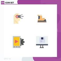 Flat Icon Pack of 4 Universal Symbols of cognitive mobile head hiking setting Editable Vector Design Elements