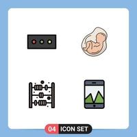Group of 4 Filledline Flat Colors Signs and Symbols for password count pregnancy fetus graph Editable Vector Design Elements
