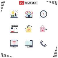 Flat Color Pack of 9 Universal Symbols of family print alert plastic printing Editable Vector Design Elements