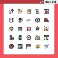 Set of 25 Modern UI Icons Symbols Signs for target find virus process mobile Editable Vector Design Elements