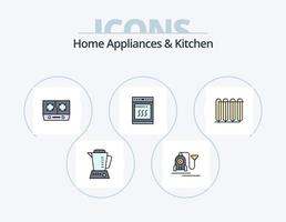 Home Appliances And Kitchen Line Filled Icon Pack 5 Icon Design. home. pallat. home. dish. kitchen vector