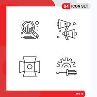 Stock Vector Icon Pack of 4 Line Signs and Symbols for business studio loud light driver Editable Vector Design Elements