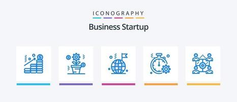 Business Startup Blue 5 Icon Pack Including business. quick. world. fast. business. Creative Icons Design vector