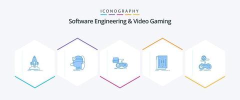 Software Engineering And Video Gaming 25 Blue icon pack including edit. play. user. playstation. game vector