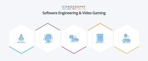 Software Engineering And Video Gaming 25 Blue icon pack including edit. play. user. playstation. game vector