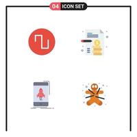 Group of 4 Flat Icons Signs and Symbols for sound mobile business game cookie Editable Vector Design Elements