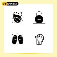 Set of 4 Modern UI Icons Symbols Signs for camp sandal tree safety sauna Editable Vector Design Elements