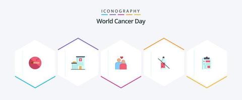 World Cancer Day 25 Flat icon pack including heart. love. building. couple . cancer vector