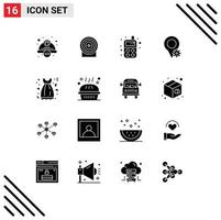 Universal Icon Symbols Group of 16 Modern Solid Glyphs of dress cloth target settings location Editable Vector Design Elements