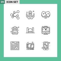 Set of 9 Modern UI Icons Symbols Signs for bridge notepad health mark check Editable Vector Design Elements