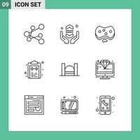 Set of 9 Modern UI Icons Symbols Signs for bridge notepad health mark check Editable Vector Design Elements