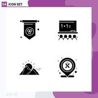 4 Universal Solid Glyph Signs Symbols of ireland sun board landscape location Editable Vector Design Elements